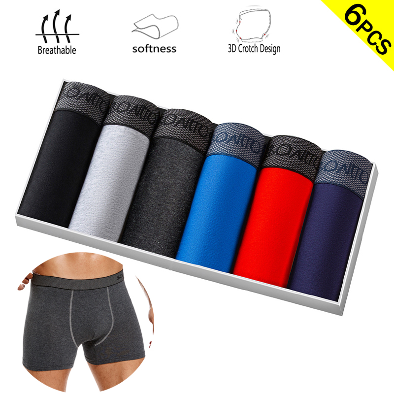 Boxer Brief Pack Cotton - 6pcs/pack Boxer Briefs Solid Color Men's