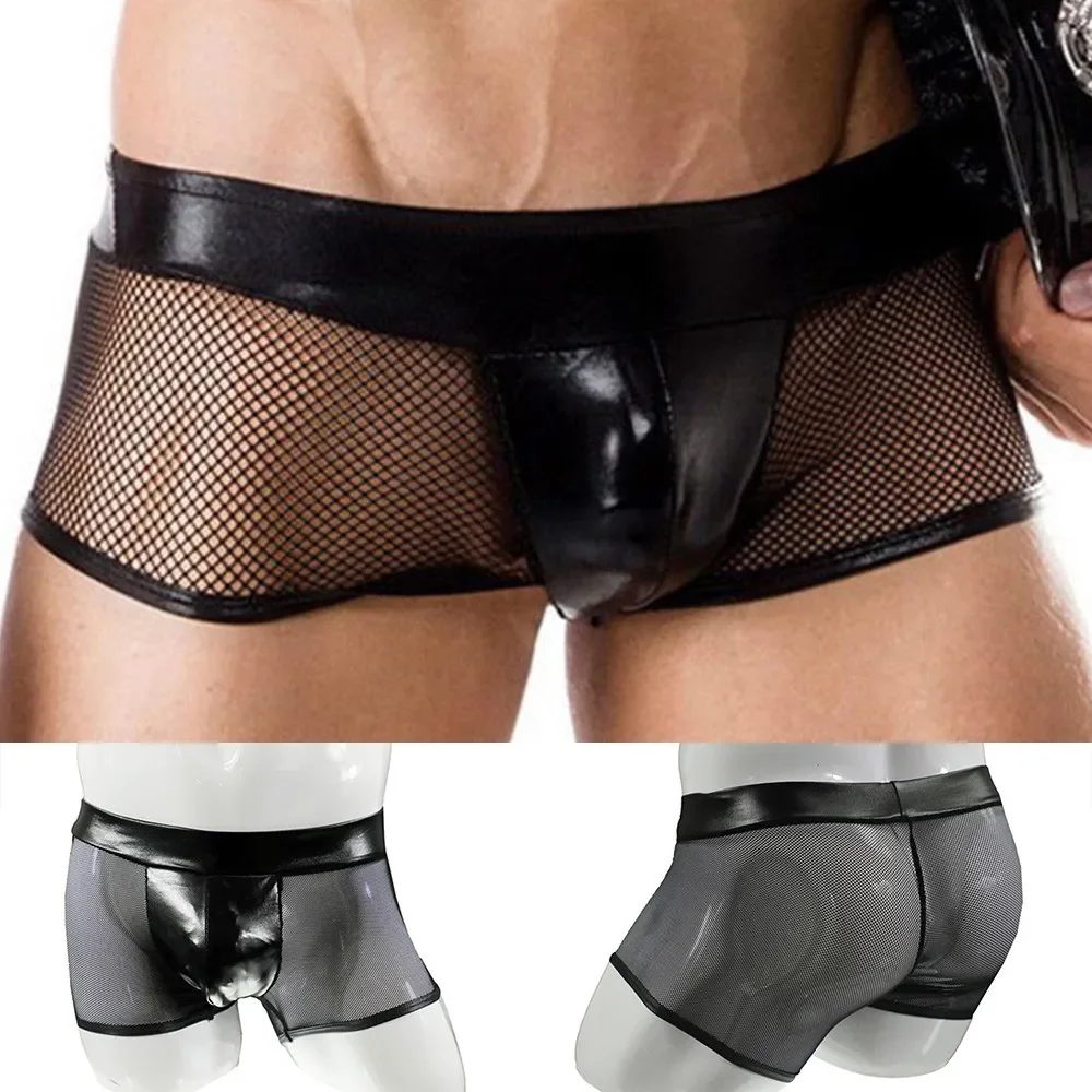 Men Sexy Underwear Faux Leathe - Bamboo Fiber Trunk review and price
