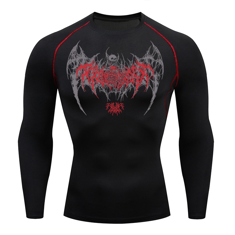 Skull Wings Print Long Sleeve  - Base Layer Top review and price