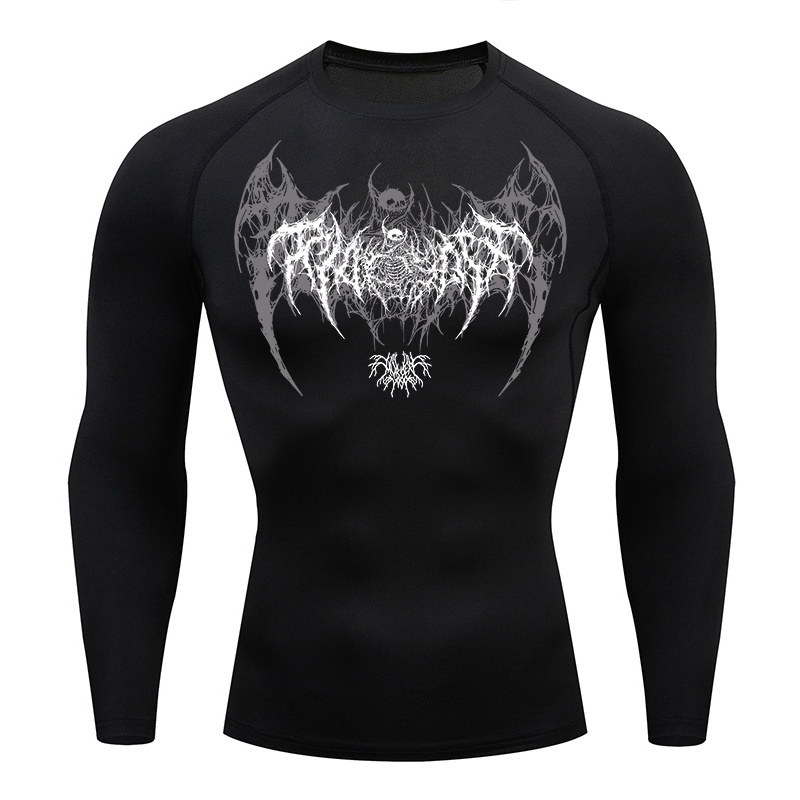 Skull Wings Print Long Sleeve  - Base Layer Top review and price