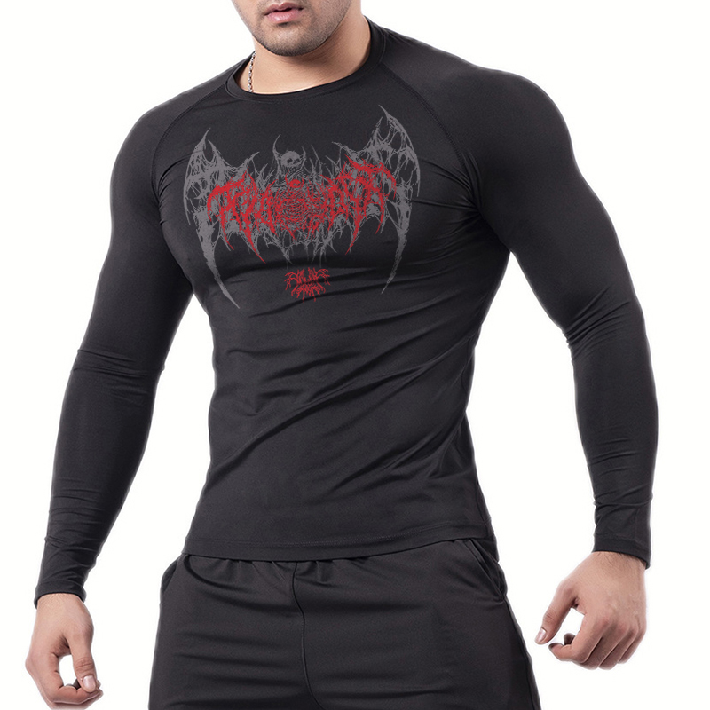 Skull Wings Print Long Sleeve  - Base Layer Top review and price