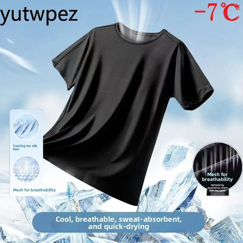 Summer Ice Silk Men T Shirt Sh - T Shirt Tight Fit review and price