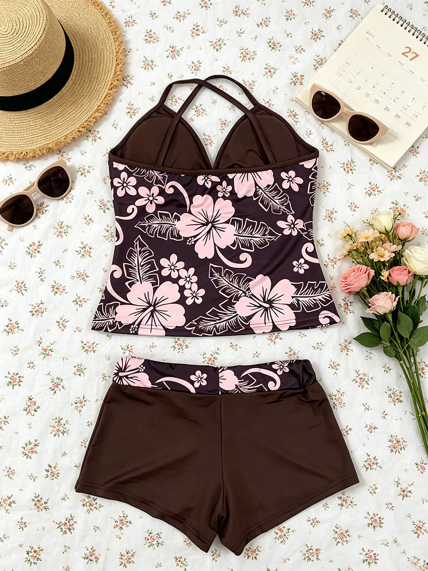 Y2K Ladies Tropical Hibiscus M - Suspender Tank Top review and price