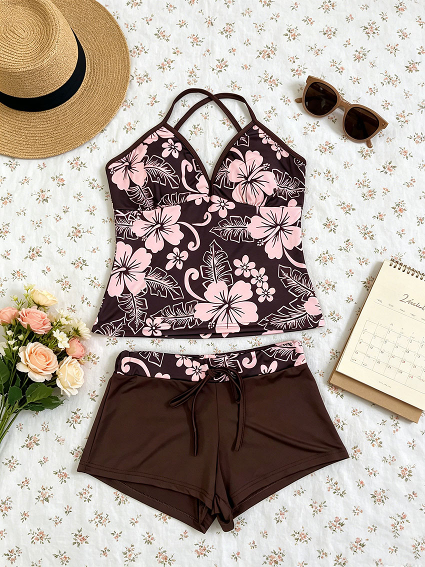 Y2K Ladies Tropical Hibiscus M - Suspender Tank Top review and price